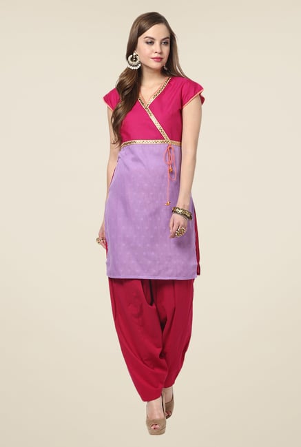 Yepme Purple & Pink Shyra Angrakha Kurti Yepme Purple & Pink Shyra Angrakha Kurti