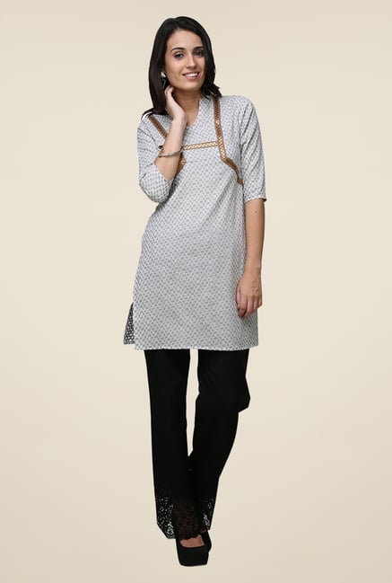 Yepme Grey Viera Printed Kurti Yepme Grey Viera Printed Kurti