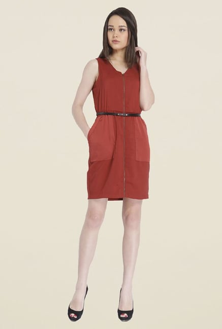 Only Maroon Solid Dress Only Maroon Solid Dress