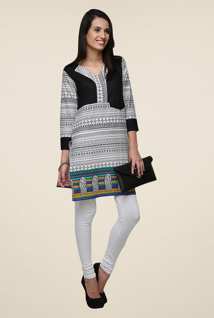 Yepme Black & White Zeal Tribal Print Kurti Yepme Black & White Zeal Tribal Print Kurti