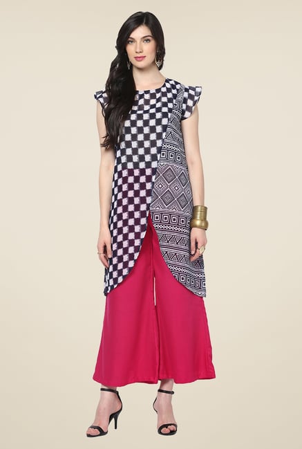 Yepme Arcilia Navy & White Printed Kurti Yepme Arcilia Navy & White Printed Kurti