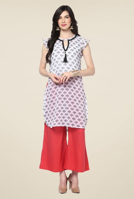 Yepme White Angela Tassel Kurti Yepme White Angela Tassel Kurti