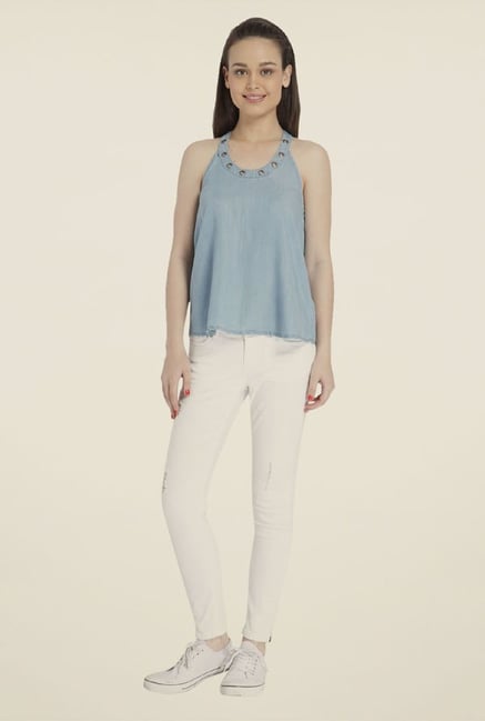 Only Blue Solid Top Only Blue Solid Top