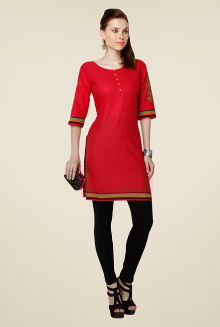 Yepme Red Johanna Printed Kurti Yepme Red Johanna Printed Kurti