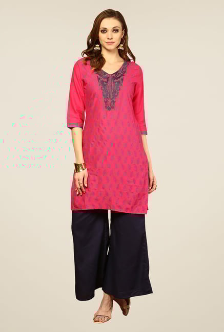 Yepme Pink Janice Embroidered Kurti Yepme Pink Janice Embroidered Kurti