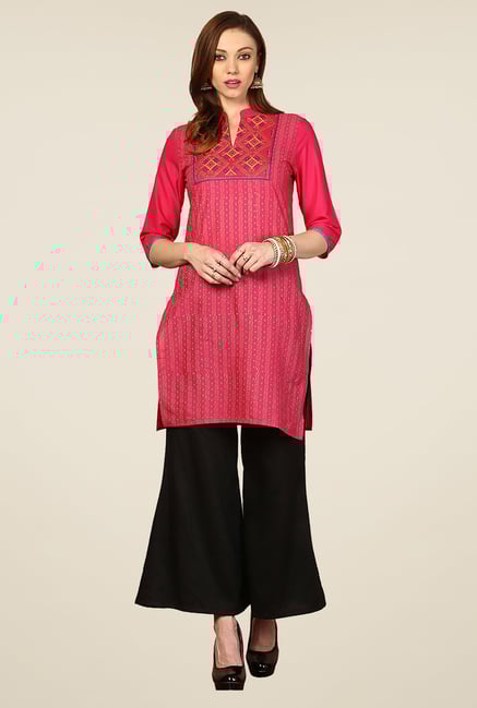 Yepme Pink Angie Embroidered Kurti Yepme Pink Angie Embroidered Kurti