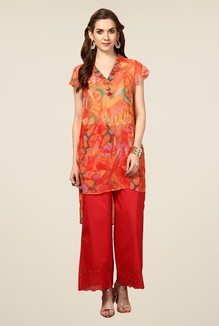 Yepme Orange Abrila Asymmetrical Kurti Yepme Orange Abrila Asymmetrical Kurti