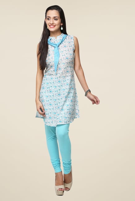Yepme White & Blue Lina Tie-Up Kurti Yepme White & Blue Lina Tie-Up Kurti