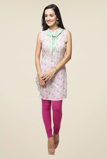 Yepme White & Pink Lina Tie-Up Kurti Yepme White & Pink Lina Tie-Up Kurti