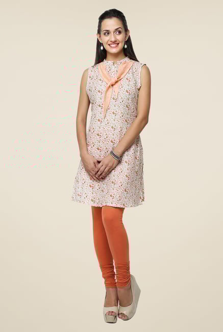 Yepme Beige & Orange Lina Tie-Up Kurti Yepme Beige & Orange Lina Tie-Up Kurti