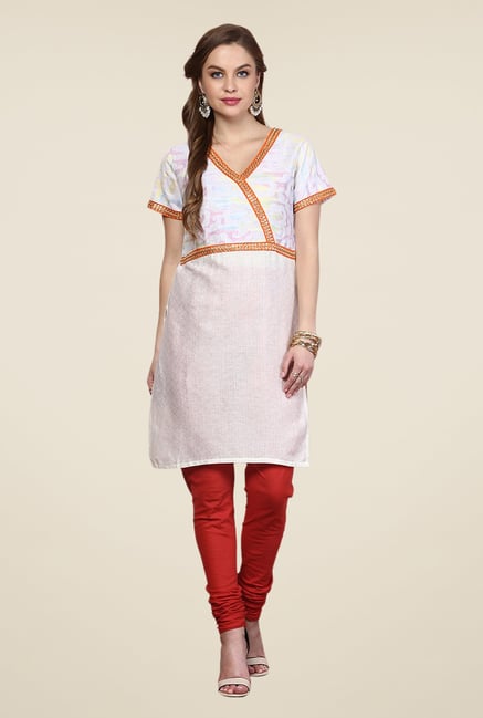 Yepme White Cindy Angrakha Kurti Yepme White Cindy Angrakha Kurti