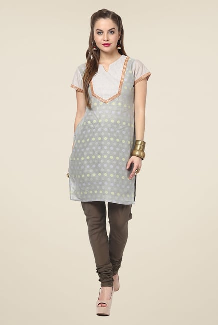 Yepme Grey Cailin Lace Kurti Yepme Grey Cailin Lace Kurti
