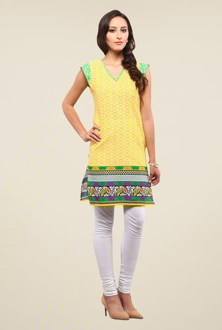 Yepme Yellow Delfina Geometric Print Kurti Yepme Yellow Delfina Geometric Print Kurti