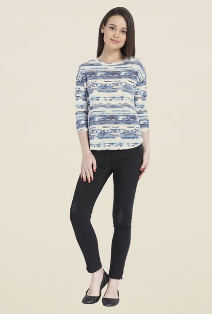 Only White Printed Polycotton Top Only White Printed Polycotton Top