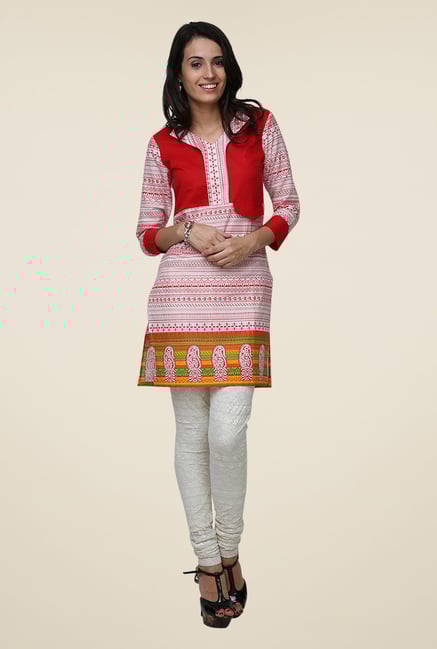 Yepme Red & White Zeal Tribal Print Kurti Yepme Red & White Zeal Tribal Print Kurti