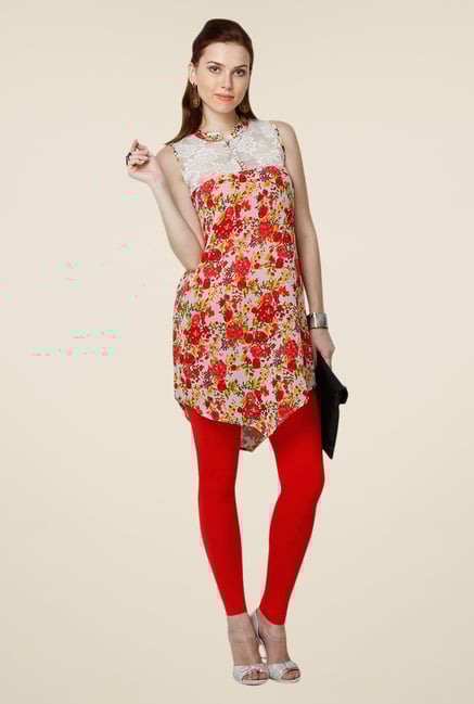 Yepme Red Jennifer Lace Kurti Yepme Red Jennifer Lace Kurti