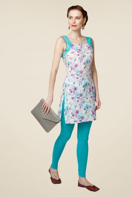 Yepme White & Purple Jenna Printed Kurti Yepme White & Purple Jenna Printed Kurti