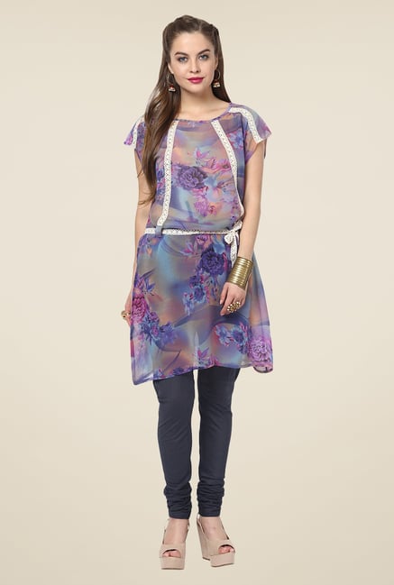 Yepme Benita Blue Floral Print Kurti Yepme Benita Blue Floral Print Kurti
