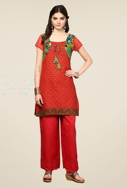 Yepme Bruna Red Tie-Up Kurti Yepme Bruna Red Tie-Up Kurti