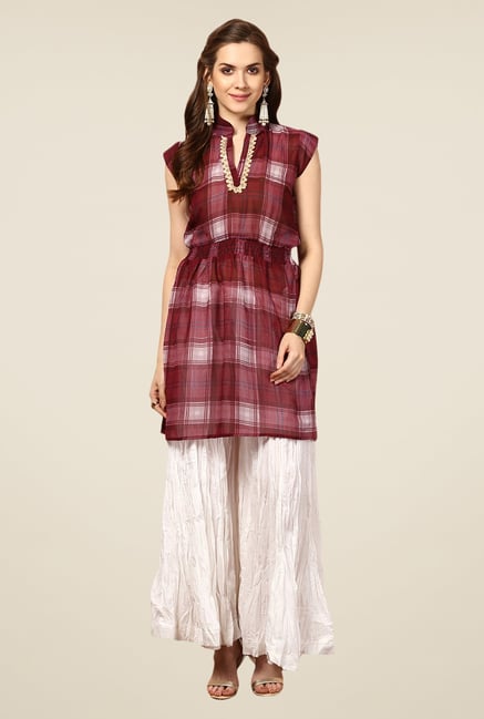 Yepme Maroon Sheila Check Kurti Yepme Maroon Sheila Check Kurti