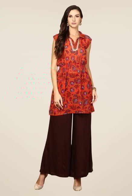 Yepme Orange Sheila Printed Kurti Yepme Orange Sheila Printed Kurti