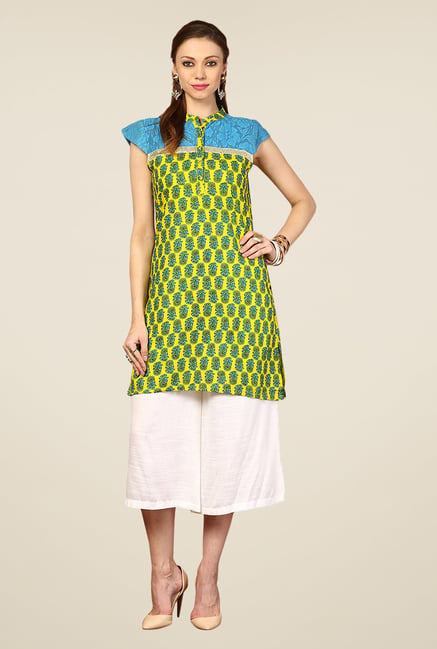 Yepme Yellow Agatha Lace Kurti Yepme Yellow Agatha Lace Kurti