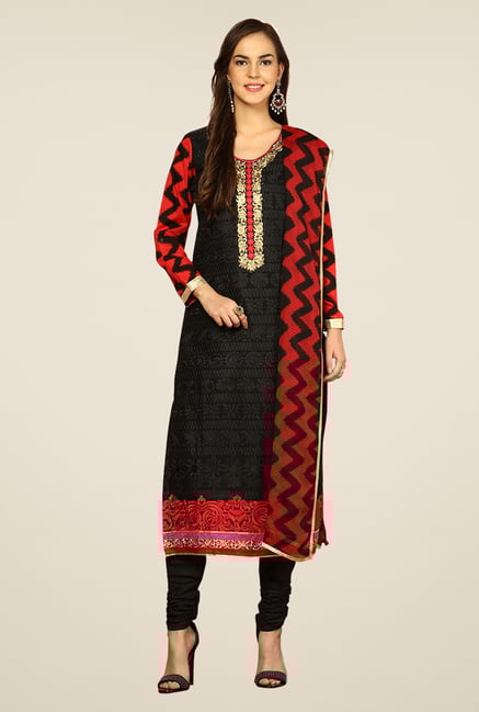 Yepme Black Ernestine Unstitched Suit Set Yepme Black Ernestine Unstitched Suit Set