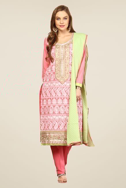 Yepme Pink Ernestine Unstitched Suit Set Yepme Pink Ernestine Unstitched Suit Set