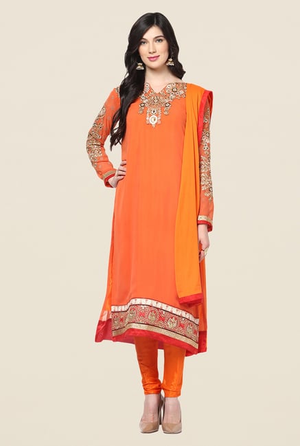 Yepme Orange Barabal Unstitched Suit Set Yepme Orange Barabal Unstitched Suit Set