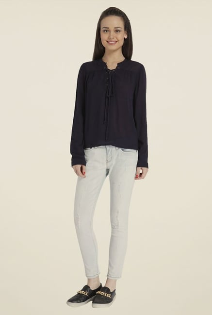 Only Navy Solid Top Only Navy Solid Top