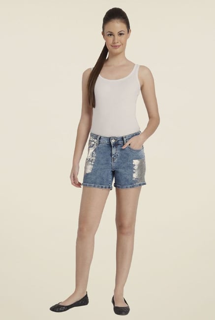 Only Blue Solid Shorts Only Blue Solid Shorts