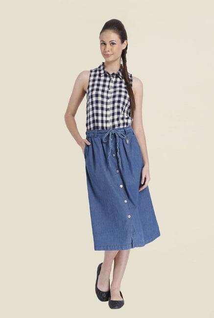 Only Blue Solid Skirt Only Blue Solid Skirt