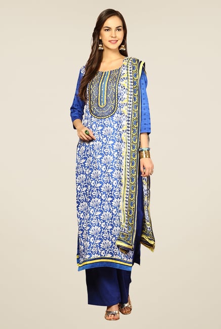 Yepme Blue Rosabelle Unstitched Suit Set Yepme Blue Rosabelle Unstitched Suit Set