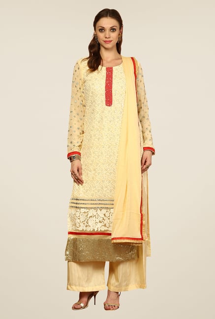 Yepme Cream Vondoe Unstitched Suit Set Yepme Cream Vondoe Unstitched Suit Set