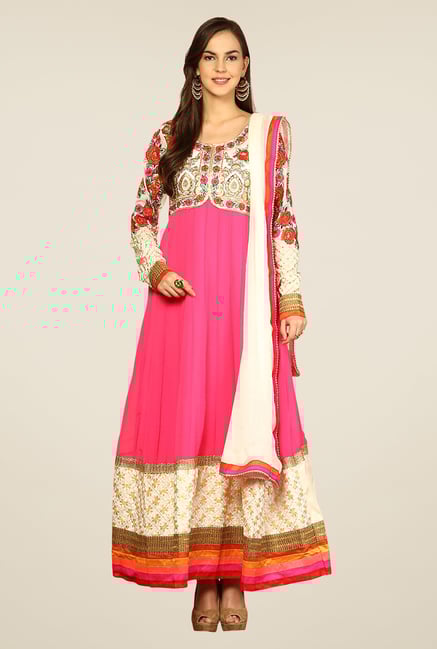 Yepme Pink Sakeena Unstitched Suit Set Yepme Pink Sakeena Unstitched Suit Set