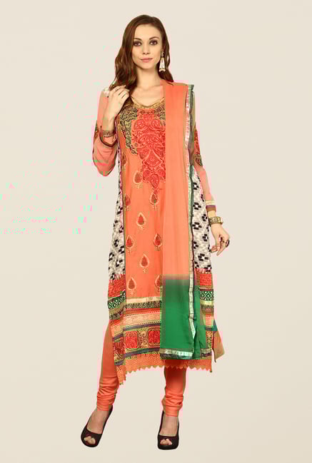 Yepme Peach Babette Unstitched Suit Set Yepme Peach Babette Unstitched Suit Set