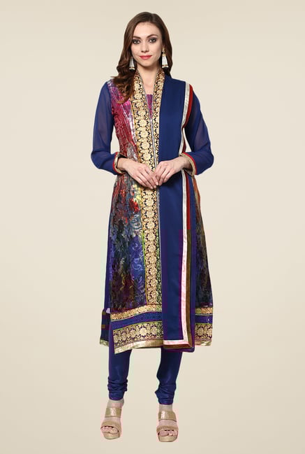 Yepme Navy Zubeda Brasso Salwar Kameez Set Yepme Navy Zubeda Brasso Salwar Kameez Set