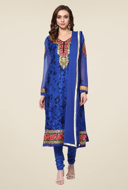 Yepme Blue Zubeda Brasso Salwar Kameez Set Yepme Blue Zubeda Brasso Salwar Kameez Set