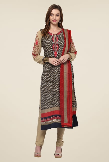 Yepme Brown Uschi Semi Stitched Suit Set Yepme Brown Uschi Semi Stitched Suit Set