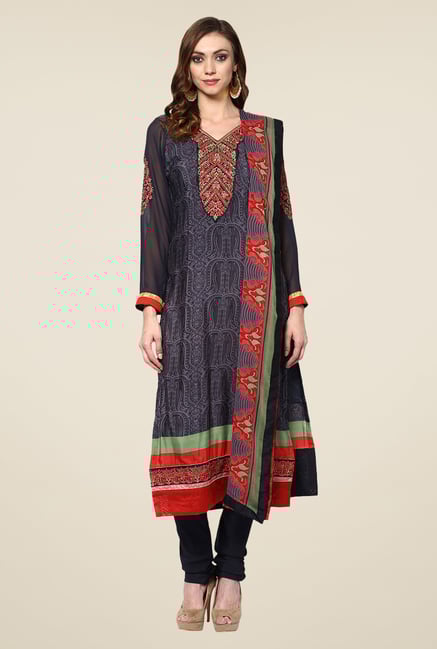 Yepme Black Uschi Semi Stitched Suit Set Yepme Black Uschi Semi Stitched Suit Set