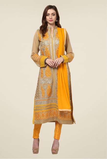 Yepme Yellow Zaida Semi Stitched Suit Set Yepme Yellow Zaida Semi Stitched Suit Set
