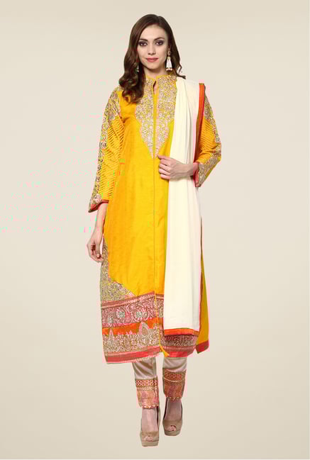 Yepme Yellow Quy Semi Stitched Suit Set Yepme Yellow Quy Semi Stitched Suit Set