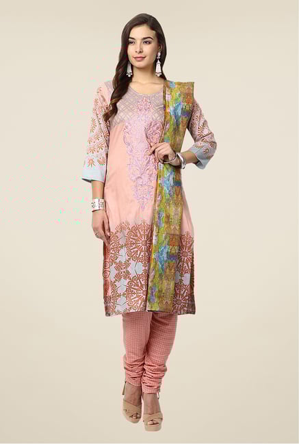 Yepme Peach Nazia Semi Stitched Pakistani Suit Set Yepme Peach Nazia Semi Stitched Pakistani Suit Set