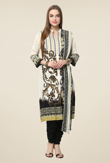 Yepme Black & White Anaya Semi Stitched Pakistani Suit Set Yepme Black & White Anaya Semi Stitched Pakistani Suit Set