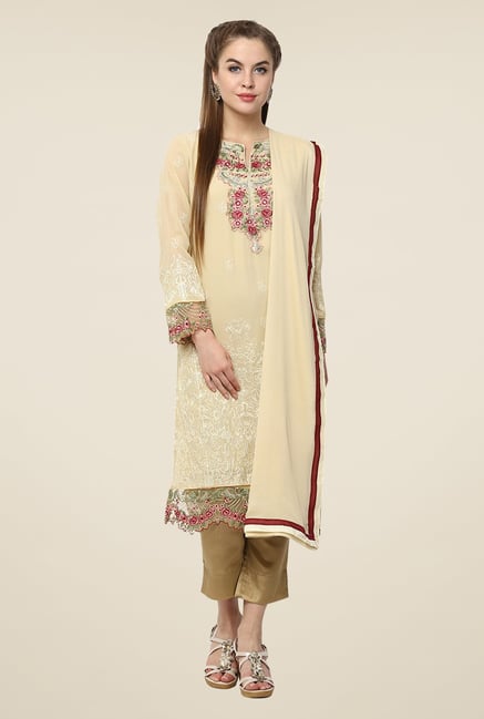 Yepme Off White Amina Semi Stitched Pakistani Suit Set Yepme Off White Amina Semi Stitched Pakistani Suit Set