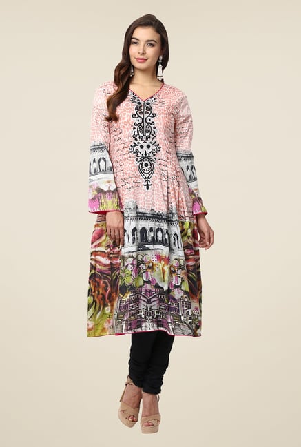 Yepme Peach Candice Semi Stitched Pakistani Kurti Set Yepme Peach Candice Semi Stitched Pakistani Kurti Set