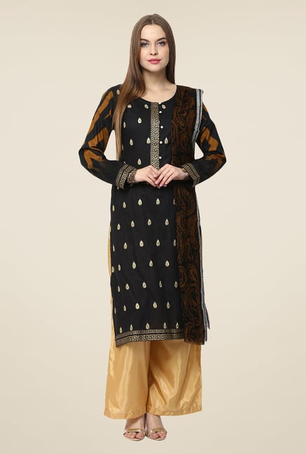 Yepme Black Nuzen Semi Stitched Pakistani Suit Set Yepme Black Nuzen Semi Stitched Pakistani Suit Set
