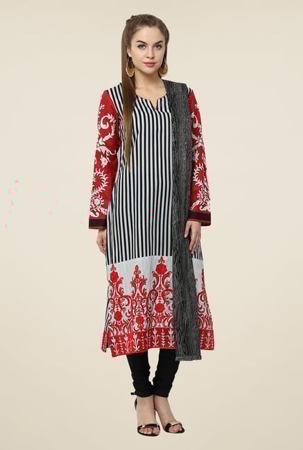 Yepme Black & Red Nuzen Semi Stitched Pakistani Kurti Set Yepme Black & Red Nuzen Semi Stitched Pakistani Kurti Set