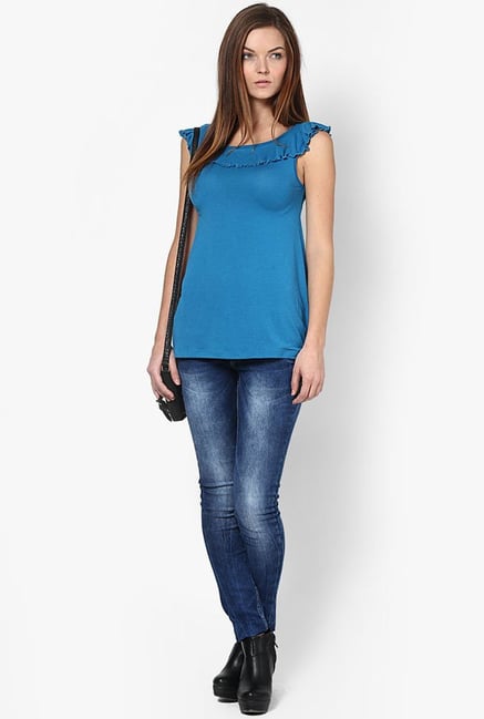 Only Blue Solid Top Only Blue Solid Top