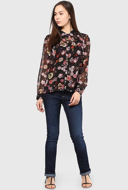 Only Black Floral Print Top Only Black Floral Print Top